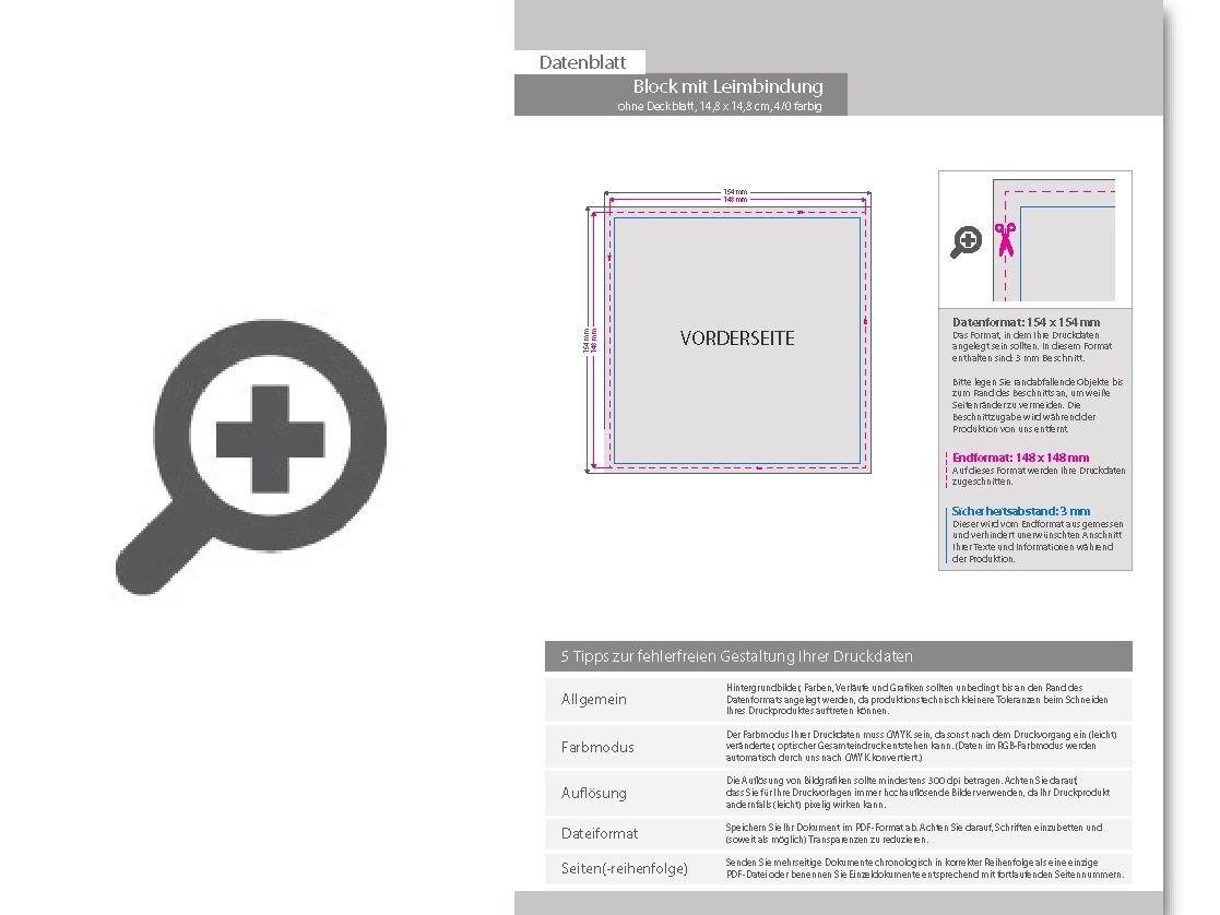 Product Bild block_mit_leimbindung__14_8_cm_x_14_8_cm__200_blatt__4_0_farbig_einseitig_bedruckt